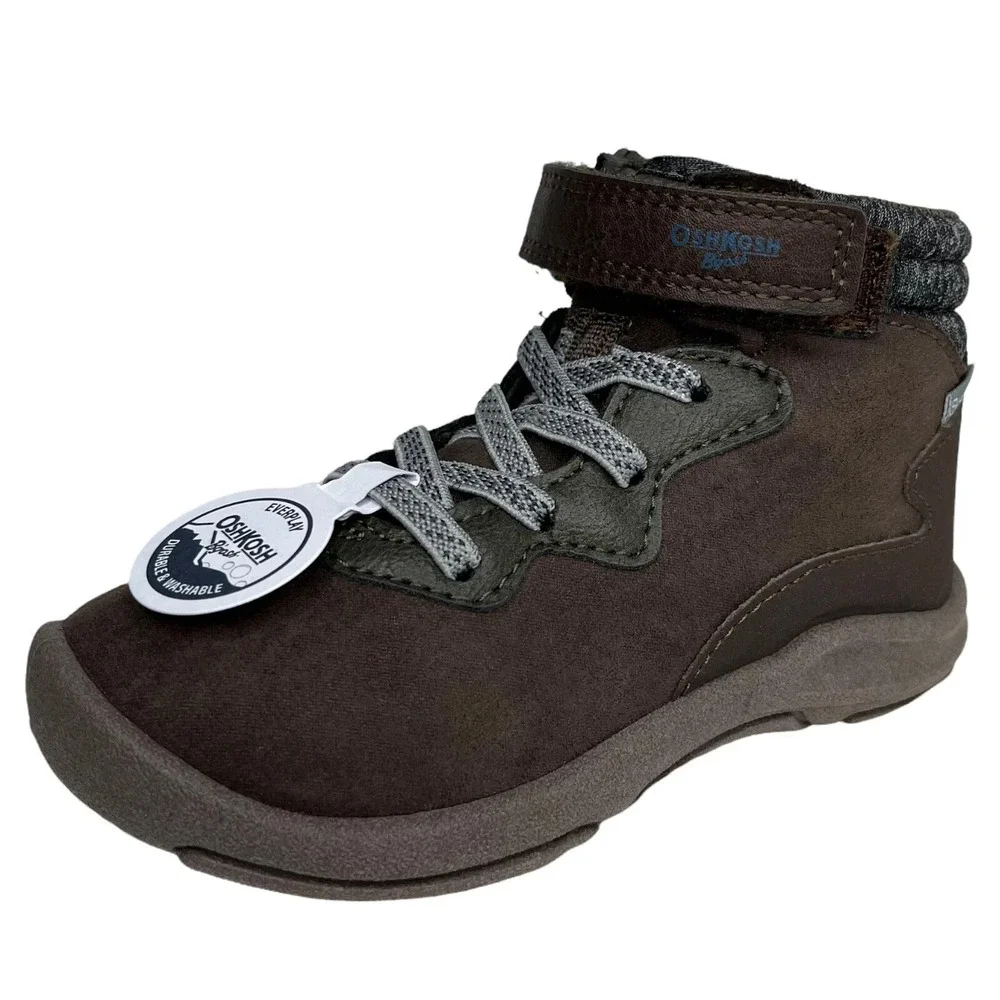 OshKosh B'gosh Toddler Boys Slip-on Ankle Boots Size‎ 8 Brown Mid Top Washable